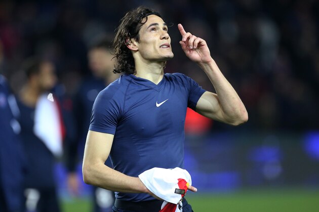 PARIS, FRANCE - MARCH 20: Edinson Cavani of PSG reacts following the French Ligue 1 match between Paris Saint-Germain (PSG) and AS Monaco at Parc des Princes stadium on March 20, 2016 in Paris, France. (Photo by Jean Catuffe/Getty Images)