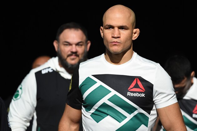 ORLANDO, FL - DECEMBER 19:   Junior dos Santos prepares to enter the Octagon before facing Alistair Overeem kicks Junior dos Santos in their heavyweight bout during the UFC Fight Night event at the Amway Center on December 19, 2015 in Orlando, Florida. (Photo by Jeff Bottari/Zuffa LLC/Zuffa LLC via Getty Images)