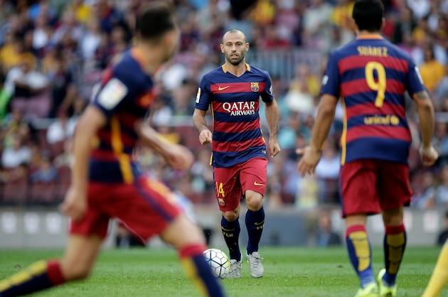 Javier Mascherano of FC Barcelona during the Primera Division match between FC Barcelona and Las Palmas on September 26, 2015 at Camp Nou stadium in Barcelona, Spain.(Photo by VI Images via Getty Images)