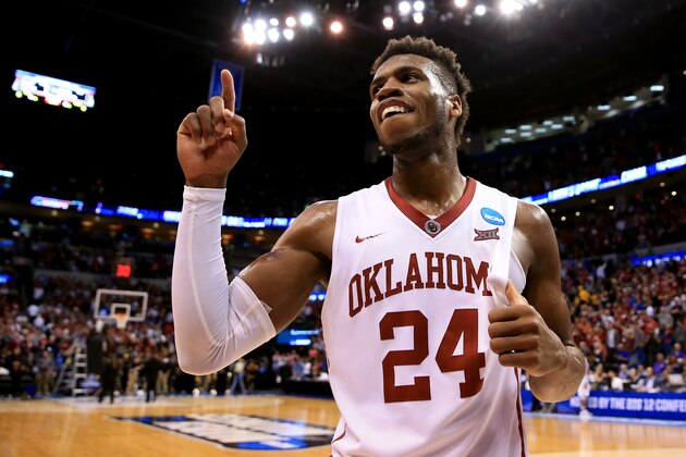 OKLAHOMA CITY, OK - MARCH 20:  Buddy Hield #24 of the Oklahoma Sooners celebrates after defeating the Virginia Commonwealth Rams with a score of 81 to 85 during the second round of the 2016 NCAA Men's Basketball Tournament at Chesapeake Energy Arena on March 20, 2016 in Oklahoma City, Oklahoma.  (Photo by Tom Pennington/Getty Images)