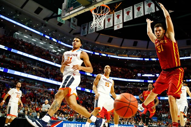 CHICAGO, IL - MARCH 25:  Georges Niang #31 of the Iowa State Cyclones looses posession in the second half against the Virginia Cavaliers during the 2016 NCAA Men's Basketball Tournament Midwest Regional at United Center on March 25, 2016 in Chicago, Illinois.  (Photo by Jamie Squire/Getty Images)
