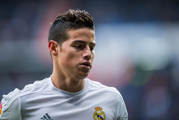 MADRID, SPAIN - DECEMBER 30:  James Rodriguez of Real Madrid CF looks on during the Real Madrid CF vs Real Sociedad as part of the Liga BBVA 2015-2016 at Estadio Santiago Bernabeu on December 30, 2015 in Madrid, Spain.  (Photo by Aitor Alcalde/Power Sport Images/Getty Images)