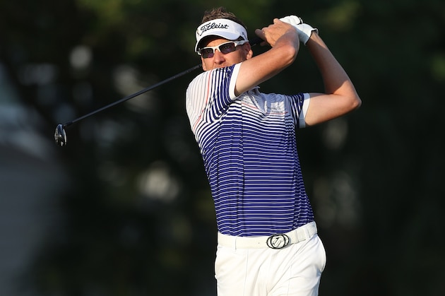 Ian Poulter, of England, tees off on the 11th hole during the third round of the Arnold Palmer Invitational golf tournament in Orlando, Fla., Saturday, March 19, 2016. (AP Photo/Willie J. Allen, Jr.)