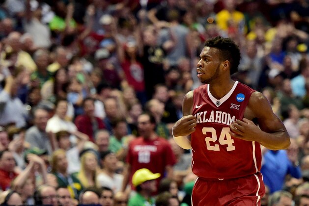 ANAHEIM, CA - MARCH 26:  Buddy Hield #24 of the Oklahoma Sooners reacts in the first half while taking on the Oregon Ducks in the NCAA Men's Basketball Tournament West Regional Final at Honda Center on March 26, 2016 in Anaheim, California.  (Photo by Harry How/Getty Images)