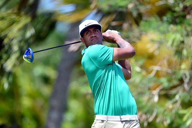 RIO GRANDE, PUERTO RICO - MARCH 27:  Tony Finau tees off on the fourth hole during the final round of the Puerto Rico Open at Coco Beach on March 27, 2016 in Rio Grande, Puerto Rico.  (Photo by Jared C. Tilton/Getty Images)