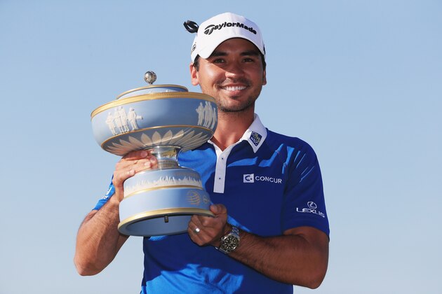 AUSTIN, TX - MARCH 27:  Jason Day of Australia poses with the Walter Hagen Cup after defeating
Louis Oosthuizen of South Africa 5&4 in the championship match of the World Golf Championships-Dell Match Play at the Austin Country Club on March 27, 2016 in Austin, Texas.  (Photo by Tom Pennington/Getty Images)