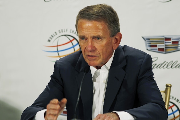 Tim Finchem, commissioner of the PGA Tour, speaks about the future of golf at the Trump National Doral golf course, Sunday, March 6, 2016, in Doral, Fla. (AP Photo/Marta Lavandier)