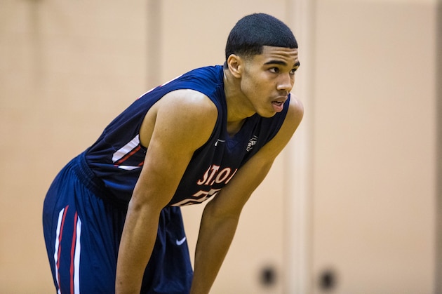 MAPLE GROVE, MN- MAY 23: Jayson Tatum #22 from St. Louis Eagles and Chaminade High School during Session Four of the Nike EYBL on May 23, 2015 at Maple Grove Community Gym in Maple Grove, Minnesota. (Photo by Brace Hemmelgarn/Getty Images)