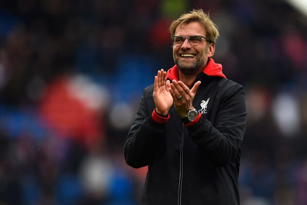 LONDON, ENGLAND - MARCH 06:  Jurgen Klopp manager of Liverpool celebrates victory after the Barclays Premier League match between Crystal Palace and Liverpool at Selhurst Park on March 6, 2016 in London, England.  (Photo by Mike Hewitt/Getty Images)