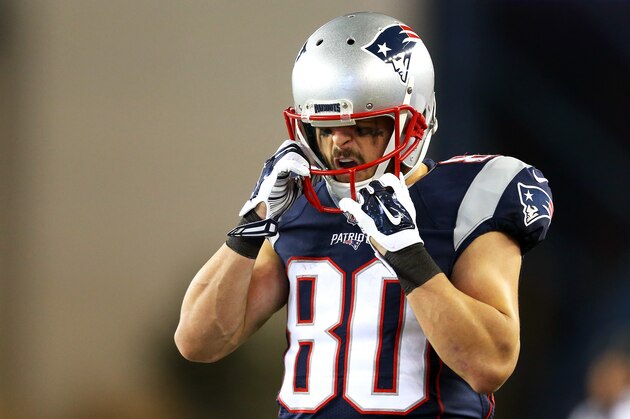 FOXBORO, MA - JANUARY 16: Danny Amendola #80 of the New England Patriots reacts after a play in the second half against the Kansas City Chiefs during the AFC Divisional Playoff Game at Gillette Stadium on January 16, 2016 in Foxboro, Massachusetts.  (Photo by Jim Rogash/Getty Images)