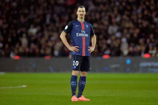 PARIS, FRANCE - MARCH 20:  Zlatan Ibrahimovic of Paris Saint-Germain reactsl during the French Ligue 1 match between Paris Saint-Germain and AS Monaco at Parc des Princes on March 20, 2016 in Paris, France.  (Photo by Aurelien Meunier/Getty Images)