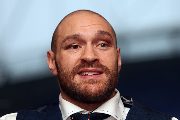 BOLTON, ENGLAND - NOVEMBER 30: Tyson Fury speaks at a press conference at the Macron Stadium on November 30, 2015 in Bolton, England. (Photo by Chris Brunskill/Getty Images)