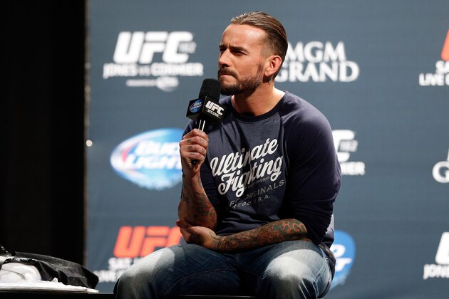 LAS VEGAS, NV - JANUARY 02:  Phil 'C.M. Punk' Brooks interacts with fans during a Q&A session before the UFC 182 weigh-in event at the MGM Grand Conference Center on January 2, 2015 in Las Vegas, Nevada. (Photo by Josh Hedges/Zuffa LLC/Zuffa LLC via Getty Images)