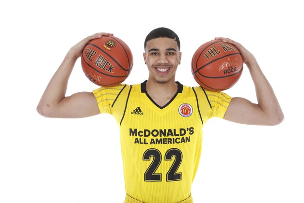 Mar 26, 2016; Chicago, IL, USA; McDonalds All American forward Jayson Tatum (22) poses for photos on portrait day at the Marriott Hotel.  Mandatory Credit: Brian Spurlock-USA TODAY Sports