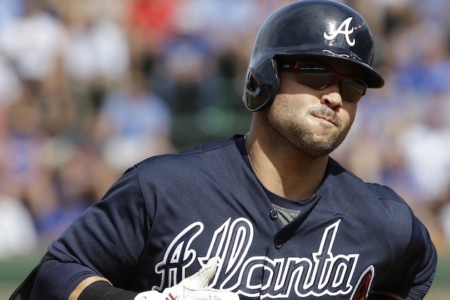Atlanta Braves' Nick Swisher rounds the bases after hitting a two-run home run against the Chicago Cubs during the second inning of a baseball game Saturday, Aug. 22, 2015, in Chicago. (AP Photo/Nam Y. Huh) Atlanta Braves' Nick Swisher rounds the bases after hitting a two-run home run against the Chicago Cubs during the second inning of a baseball game Saturday, Aug. 22, 2015, in Chicago. (AP Photo/Nam Y. Huh)