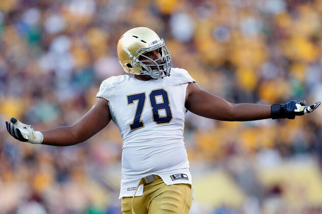 TEMPE, AZ - NOVEMBER 08:  Offensive lineman Ronnie Stanley #78 of the Notre Dame Fighting Irish during the college football game against the Arizona State Sun Devils at Sun Devil Stadium on November 8, 2014 in Tempe, Arizona. The Sun Devils defeated the Fighting Irish 55-31.  (Photo by Christian Petersen/Getty Images)