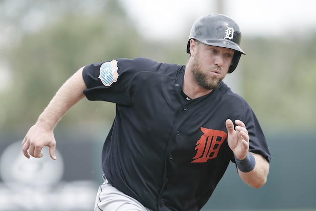 Mar 11, 2016; Kissimmee, FL, USA; Detroit Tigers catcher Bryan Holaday (50) rounds third base in the third inning of a spring training baseball game against the Houston Astros at Osceola County Stadium. Mandatory Credit: Reinhold Matay-USA TODAY Sports Mar 11, 2016; Kissimmee, FL, USA; Detroit Tigers catcher Bryan Holaday (50) rounds third base in the third inning of a spring training baseball game against the Houston Astros at Osceola County Stadium. Mandatory Credit: Reinhold Matay-USA TODAY Sports