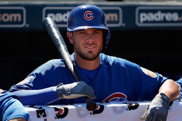 PEORIA, AZ - MARCH 10:  Kris Bryant #17 of the Chicago Cubs stands in the dugout during the spring training game against the Seattle Mariners at Peoria Stadium on March 10, 2016 in Peoria, Arizona.  (Photo by Christian Petersen/Getty Images)