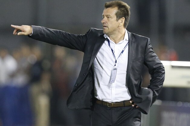 Coach Dunga of Brazil gestures during World Cup qualifying match against Paraguay, in Asuncion, Paraguay Tuesday, March 29, 2016. (AP Photo/Jorge Saenz)