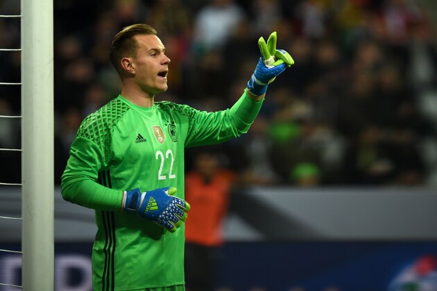 Germany's goalkeeper Marc Andre TerStegen reacts during the friendly football match Germany vs Italy in Munich, southern Germany on March 29, 2016.
Germany won the match 4-1. / AFP / PATRIK STOLLARZ        (Photo credit should read PATRIK STOLLARZ/AFP/Getty Images)