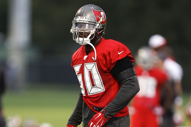 TAMPA, FL - AUGUST 1: Linebacker Bruce Carter #50 of the Tampa Bay Buccaneers works out during the first day of Training Camp at the University of South Florida on August 1, 2015 in Tampa, Florida. (Photo by Don Juan Moore/Getty Images)