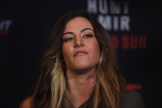 BRISBANE, AUSTRALIA - MARCH 18:  UFC women's bantamweight champion Miesha Tate speaks to media during the Ultimate Media Day on March 18, 2016 in Brisbane, Australia.  (Photo by Matt Roberts/Getty Images)