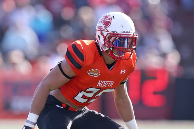 Jan 30, 2016; Mobile, AL, USA; North squad safety Miles Killebrew of Southern Utah (25) in the second quarter of the Senior Bowl at Ladd-Peebles Stadium. Mandatory Credit: Chuck Cook-USA TODAY Sports