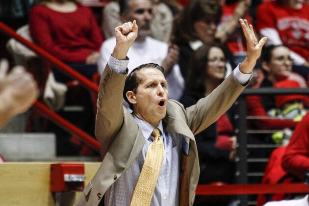 Nevada coach Eric Musselman shouts instructions to his team during the first half an NCAA college basketball game against New Mexico on Wednesday, Dec. 30, 2015, in Albuquerque, N.M. New Mexico won 88-76. (AP Photo/Juan Labreche)