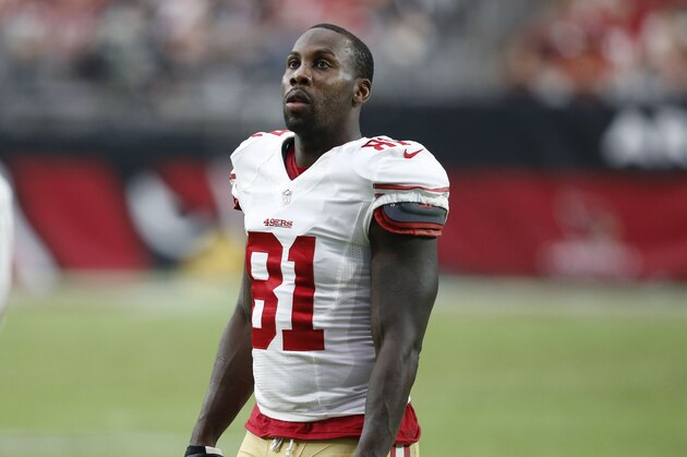 San Francisco 49ers wide receiver Anquan Boldin (81) watches during the second half of an NFL football game against the Arizona Cardinals, Sunday, Sept. 27, 2015, in Glendale, Ariz. (AP Photo/Ross D. Franklin) San Francisco 49ers wide receiver Anquan Boldin (81) watches during the second half of an NFL football game against the Arizona Cardinals, Sunday, Sept. 27, 2015, in Glendale, Ariz. (AP Photo/Ross D. Franklin)