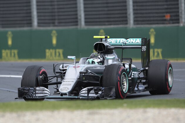 Mercedes driver Nico Rosberg of Germany steers his car during the Australian Formula One Grand Prix at Albert Park in Melbourne, Australia, Sunday, March 20, 2016. Rosberg won the race ahead of teammate Lewis Hamilton of Britain and Ferrari driver Sebastian Vettel of Germany. (AP Photo/Rob Griffith)