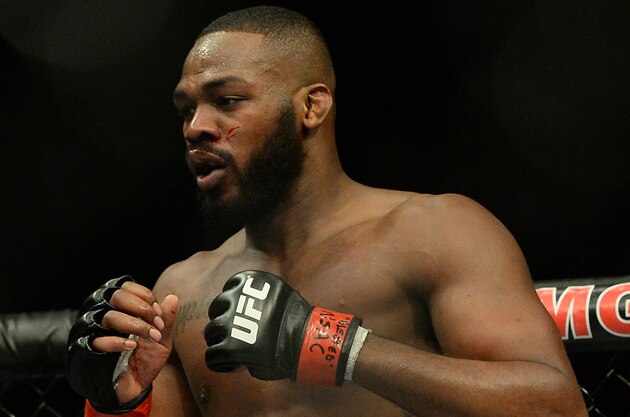 Jan 3, 2015; Las Vegas, NV, USA; Jon Jones (red gloves) competes in his light heavyweight title fight at UFC 182 at MGM Grand Garden Arena. Mandatory Credit: Jayne Kamin-Oncea-USA TODAY Sports