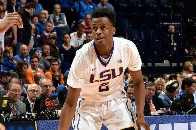 NASHVILLE, TENNESSEE - MARCH 11:  Antonio Blakeney #2 of the LSU Tigers plays against the University of Tennessee Volunteers during the second half of an SEC Tournament Quarterfinal game at Bridgestone Arena on March 11, 2016 in Nashville, Tennessee.  (Photo by Frederick Breedon/Getty Images)