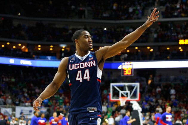 DES MOINES, IA - MARCH 17: Rodney Purvis #44 of the Connecticut Huskies reacts after defeating the Colorado Buffaloes during the first round of the 2016 NCAA Men's Basketball Tournament at Wells Fargo Arena on March 17, 2016 in Des Moines, Iowa.  (Photo by Kevin C. Cox/Getty Images)