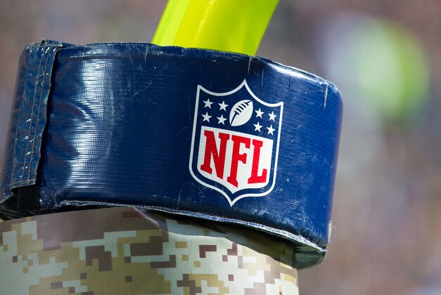 Nov 15, 2015; Green Bay, WI, USA; The NFL Logo on goal post padding during the game between the Detroit Lions and Green Bay Packers at Lambeau Field.  Detroit won 18-16.  Mandatory Credit: Jeff Hanisch-USA TODAY Sports