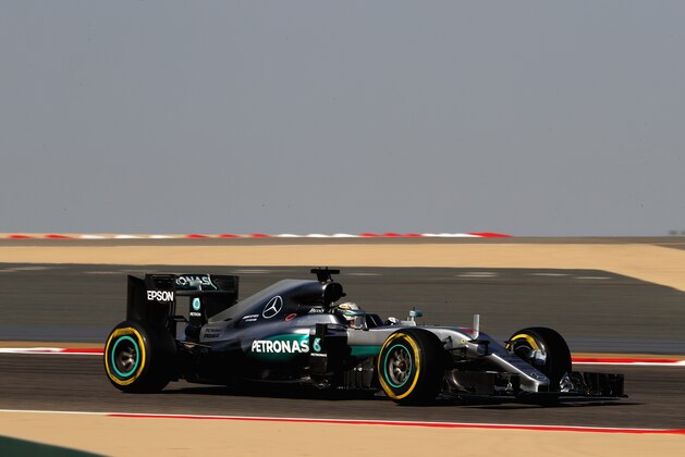 SAKHIR, BAHRAIN - APRIL 02: Lewis Hamilton of Great Britain drives the (44) Mercedes AMG Petronas F1 Team Mercedes F1 WO7 Mercedes PU106C Hybrid turbo on track during final practice for the Bahrain Formula One Grand Prix at Bahrain International Circuit on April 2, 2016 in Sakhir, Bahrain.  (Photo by Clive Mason/Getty Images)