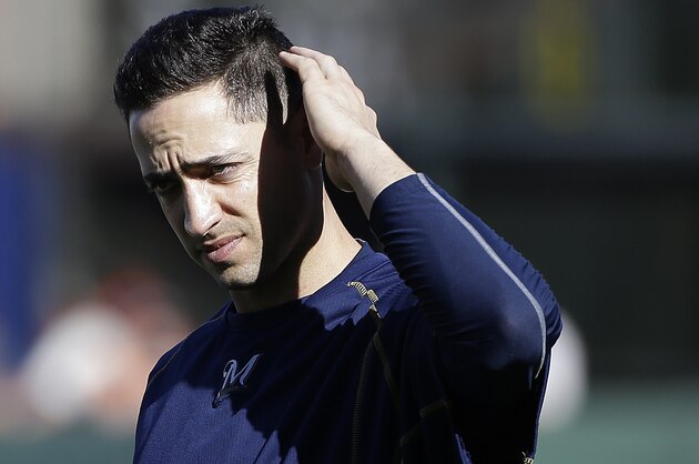 Milwaukee Brewers' Ryan Braun before a baseball game against the San Francisco Giants in San Francisco, Tuesday, July 28, 2015. (AP Photo/Jeff Chiu)