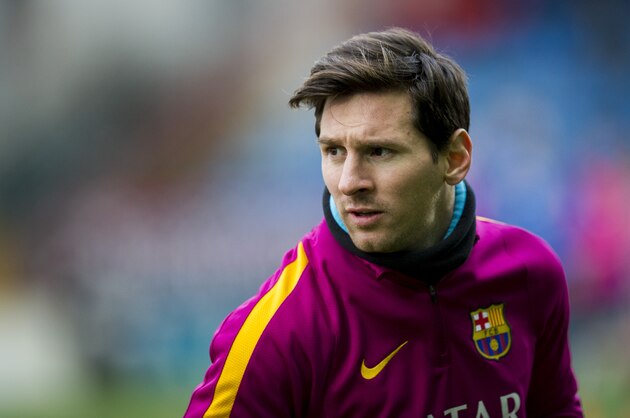 EIBAR, SPAIN - MARCH 06: Lionel Messi of FC Barcelona looks on prior to the start the La Liga match between SD Eibar and FC Barcelona at Ipurua Municipal Stadium on March 6, 2016 in Eibar, Spain.  (Photo by Juan Manuel Serrano Arce/Getty Images)