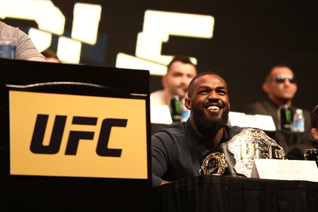 LAS VEGAS, NV - MARCH 4:  Jon Jones speaks to the media during the UFC Unstoppable Launch Press Conference at the MGM Grand Garden Arena on March 4, 2016 in Las Vegas, Nevada. (Photo by Rey Del Rio/Zuffa LLC/Zuffa LLC via Getty Images)