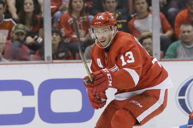 Detroit Red Wings center Pavel Datsyuk (13) skates during the second period of an NHL hockey game against the New York Rangers, Saturday, March 12, 2016, in Detroit. (AP Photo/Carlos Osorio)
