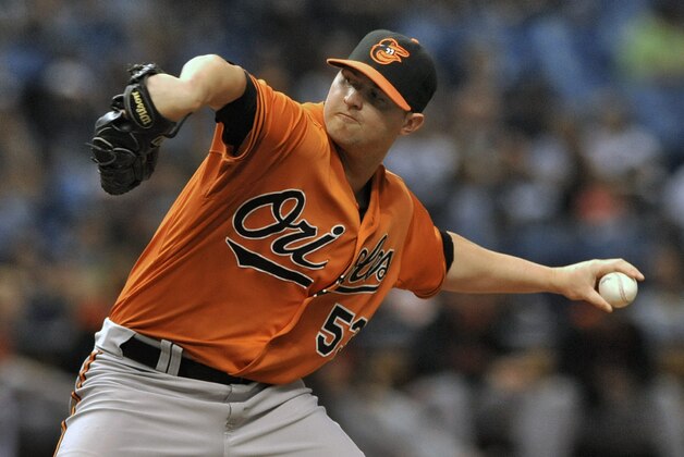Baltimore Orioles closer Zach Britton pitches against the Tampa Bay Rays during a baseball game Saturday, Sept. 19, 2015, in St. Petersburg, Fla. (AP Photo/Steve Nesius)