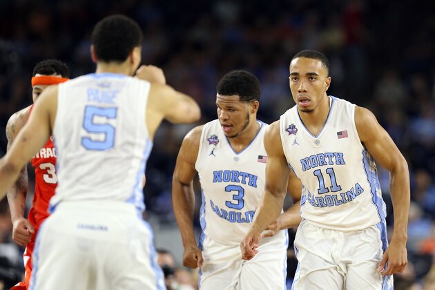 HOUSTON, TEXAS - APRIL 02:  Brice Johnson #11 of the North Carolina Tar Heels reacts in the second half against the Syracuse Orange during the NCAA Men's Final Four Semifinal at NRG Stadium on April 2, 2016 in Houston, Texas.  (Photo by Streeter Lecka/Getty Images)