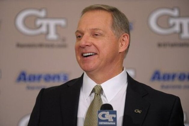 Xavier University's Mike Bobinski is introduced as the Georgia Institute of Technology's new athletic director at a welcoming presentation in Georgia Tech's athletic center, Friday, Jan. 18, 2013 in Atlanta.  (AP Photo/David Tulis)