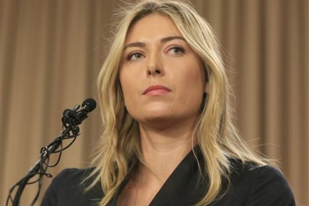 FILE - This is a Monday, March 7, 2016 file photo showing tennis star Maria Sharapova speakings about her failed drug test at the Australia Open during a news conference in Los Angeles. The president of the Russian tennis federation says Maria Sharapova could have her disciplinary hearing for doping in June. Sharapova has been provisionally suspended and faces a possible ban of up to four years after testing positive for meldonium at the Australian Open in January, though a reduced punishment is possible if she can show she did not intend to cheat. (AP Photo/Damian Dovarganes, File)