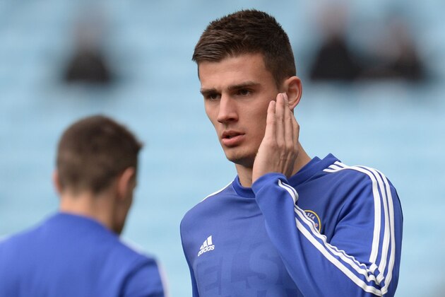 Chelsea's US defender Matt Miazga warms up before the English Premier League football match between Aston Villa and Chelsea at Villa Park in Birmingham, central England on April 2, 2016. / AFP / OLI SCARFF / RESTRICTED TO EDITORIAL USE. No use with unauthorized audio, video, data, fixture lists, club/league logos or 'live' services. Online in-match use limited to 75 images, no video emulation. No use in betting, games or single club/league/player publications.  /         (Photo credit should read OLI SCARFF/AFP/Getty Images)