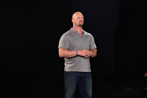 ATLANTA, GA - SEPTEMBER 18:  Former WWE Wrestler Stone Cold Steve Austin shooting a Wndy's Commerical at PC&E Studio  on September 18, 2014 in Atlanta, Georgia.  (Photo by Moses Robinson/Getty Images for Wendy's)