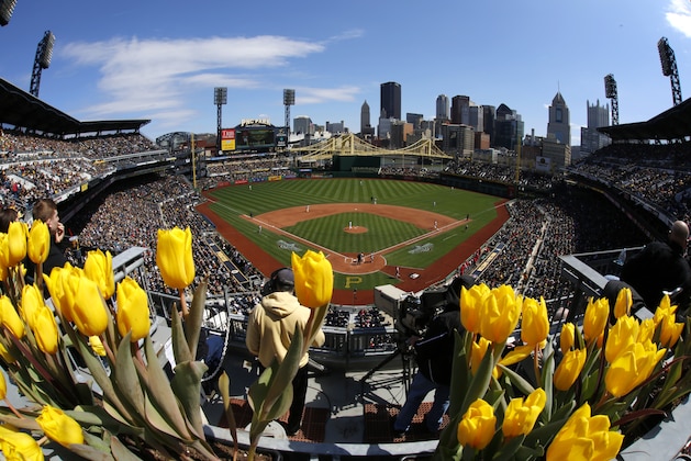 The Pittsburgh Pirates play the St. Louis Cardinals in the opening day baseball game at PNC Park in Pittsburgh, Sunday, April 3, 2016. (AP Photo/Gene J. Puskar)