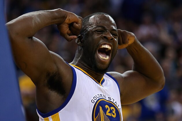 OAKLAND, CA - APRIL 03:  Draymond Green #23 of the Golden State Warriors reacts after he made a basket and was fouled during their game against the Portland Trail Blazers at ORACLE Arena on April 3, 2016 in Oakland, California. NOTE TO USER: User expressly acknowledges and agrees that, by downloading and or using this photograph, User is consenting to the terms and conditions of the Getty Images License Agreement.  (Photo by Ezra Shaw/Getty Images)
