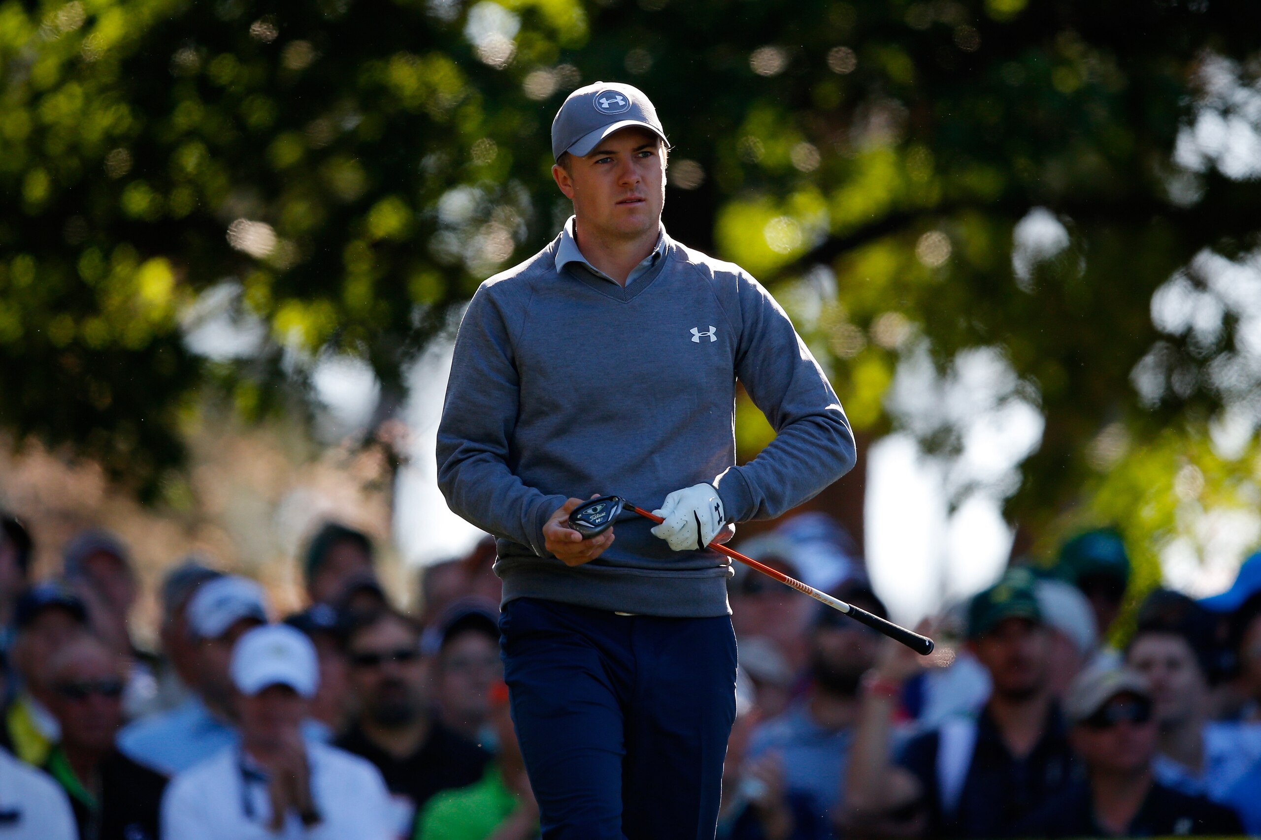 AUGUSTA, GEORGIA - APRIL 05:  Jordan Spieth of the United States watches his shot during a practice round prior to the start of the 2016 Masters Tournament at Augusta National Golf Club on April 5, 2016 in Augusta, Georgia.  (Photo by Kevin C. Cox/Getty Images)