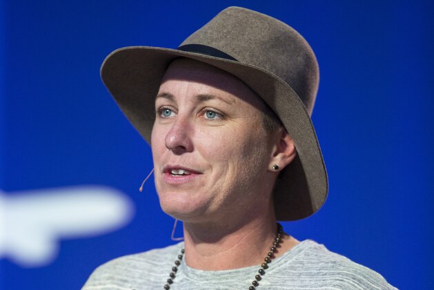 RANCHO MIRAGE, CA - MARCH 29, 2016: Olympic soccer player Abby Wambach speaks during the ANA Inspiring Women in Sport Conference at Mission Hills Country Club on March 29, 2016 in Rancho Mirage, California. (Photo by Kelly Kline/Getty Images)