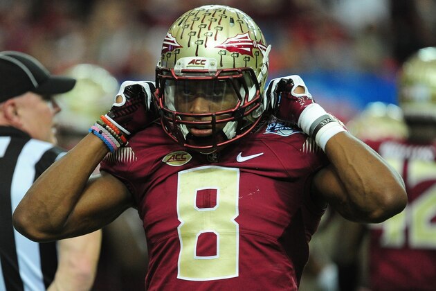 ATLANTA, GA - DECEMBER 31: Jalen Ramsey #8 of the Florida State Seminoles heads off the field against the Houston Cougars during the Chick-Fil-A Peach Bowl at the Georgia Dome on December 31, 2015 in Atlanta, Georgia. Photo by Scott Cunningham/Getty Images) ATLANTA, GA - DECEMBER 31: Jalen Ramsey #8 of the Florida State Seminoles heads off the field against the Houston Cougars during the Chick-Fil-A Peach Bowl at the Georgia Dome on December 31, 2015 in Atlanta, Georgia. Photo by Scott Cunningham/Getty Images)